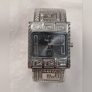 Kelly Stone Women's Silver Tone Cuff Style Watch